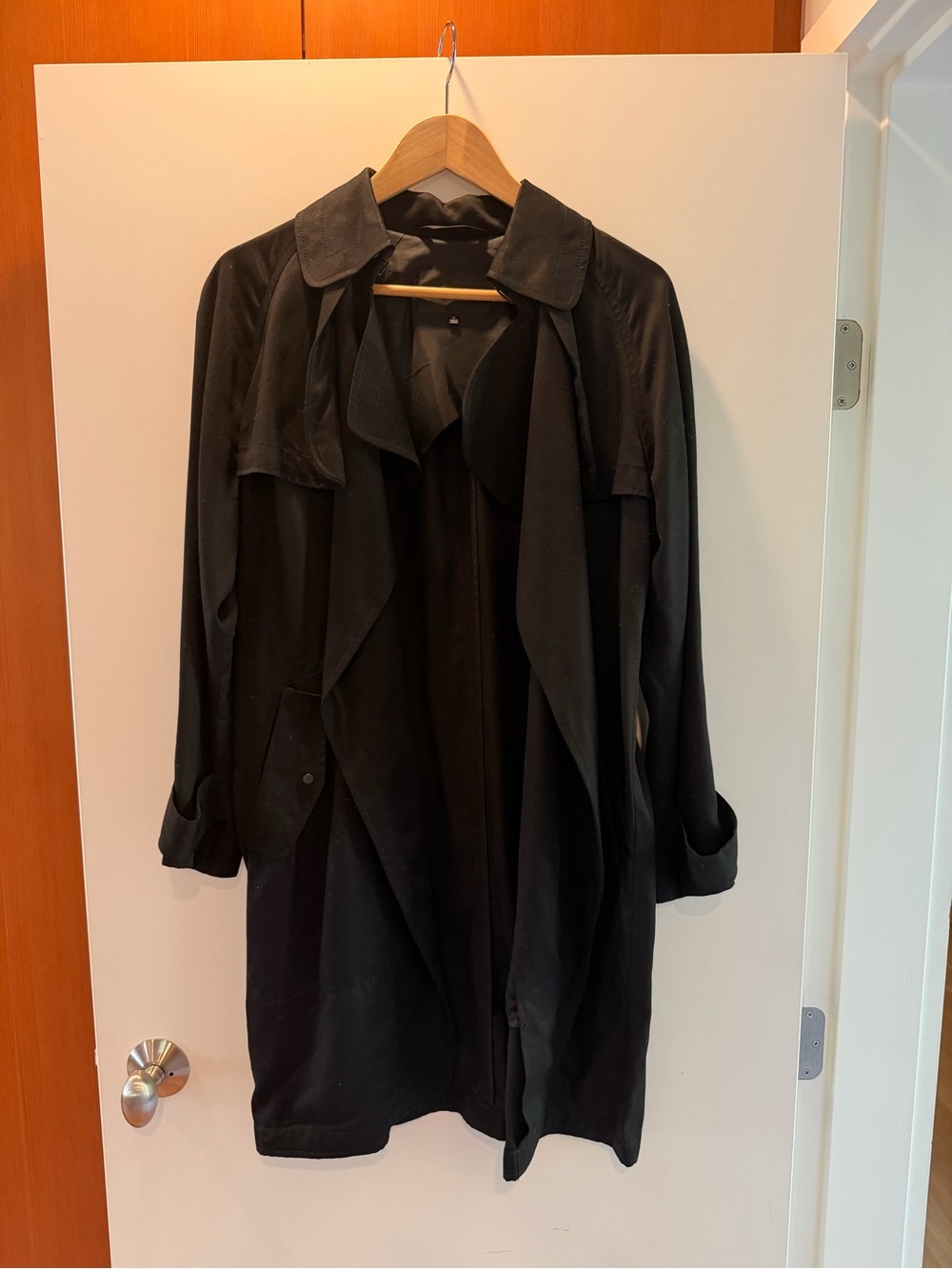 Aritzia Babaton XS Black Draped Long Trench Coat